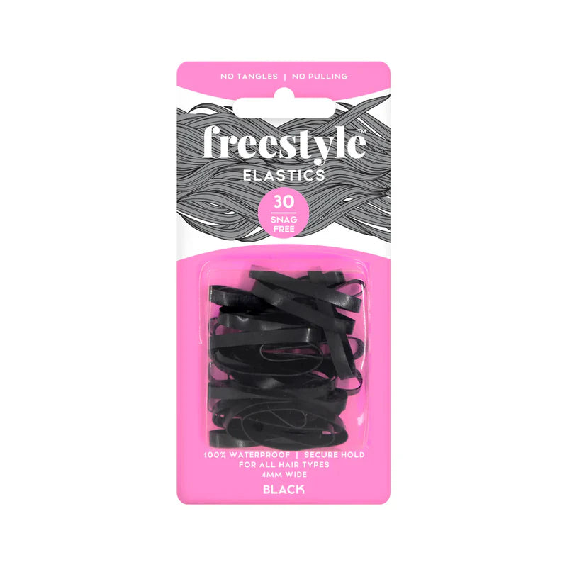 Freestyle Snag Free Elastics 4mm - Black 30 Pk