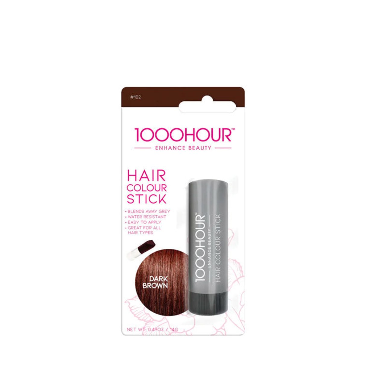 1000 Hour Hair Colour Stick Dark Brown 14g in its packaging.