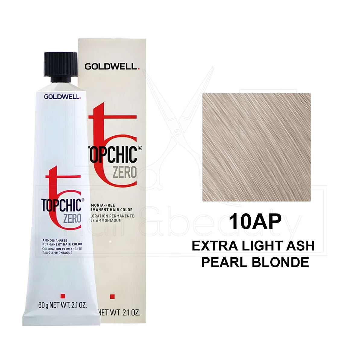 Topchic Zero Ammonia-Free Permanent Hair Color 10AP Extra Light Ash Pearl Blonde 60ML