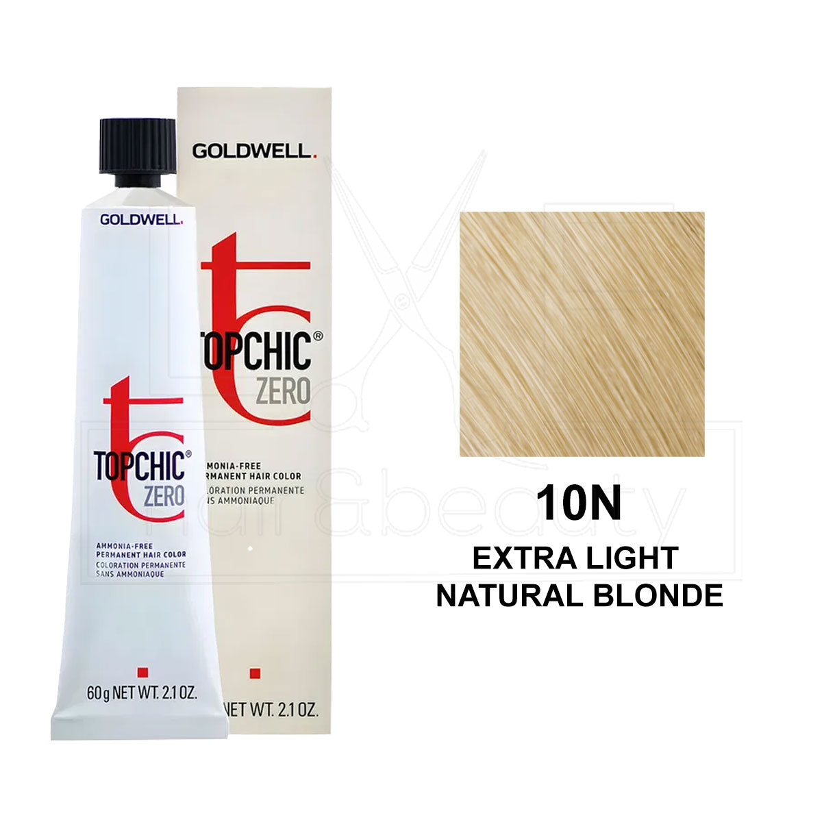Topchic Zero Ammonia-Free Permanent Hair Color 10N Extra Light Natural Blonde 60ML