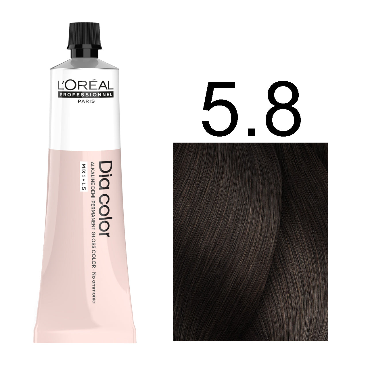 L'Oréal Professionnel Dia Color professional hair dye in shade 5.8 Light Mocha Brown, 60ML tube, ammonia-free permanent color for rich coffee-toned brown results