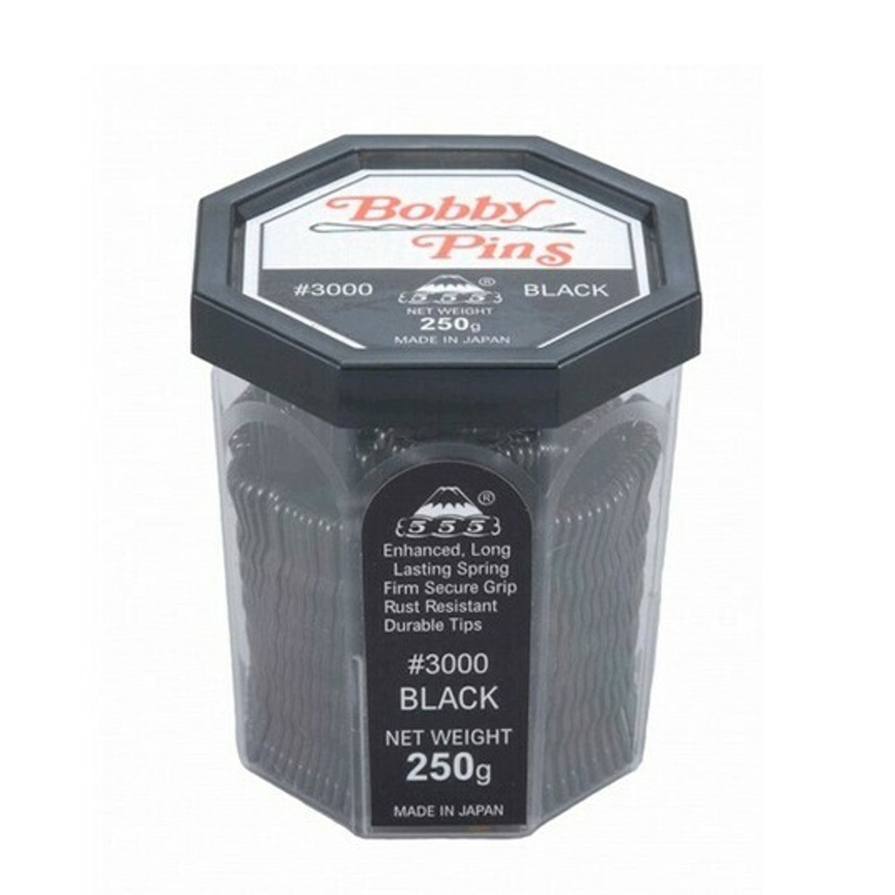 555 BOBBY PINS 3'' BLACK 250G packaging