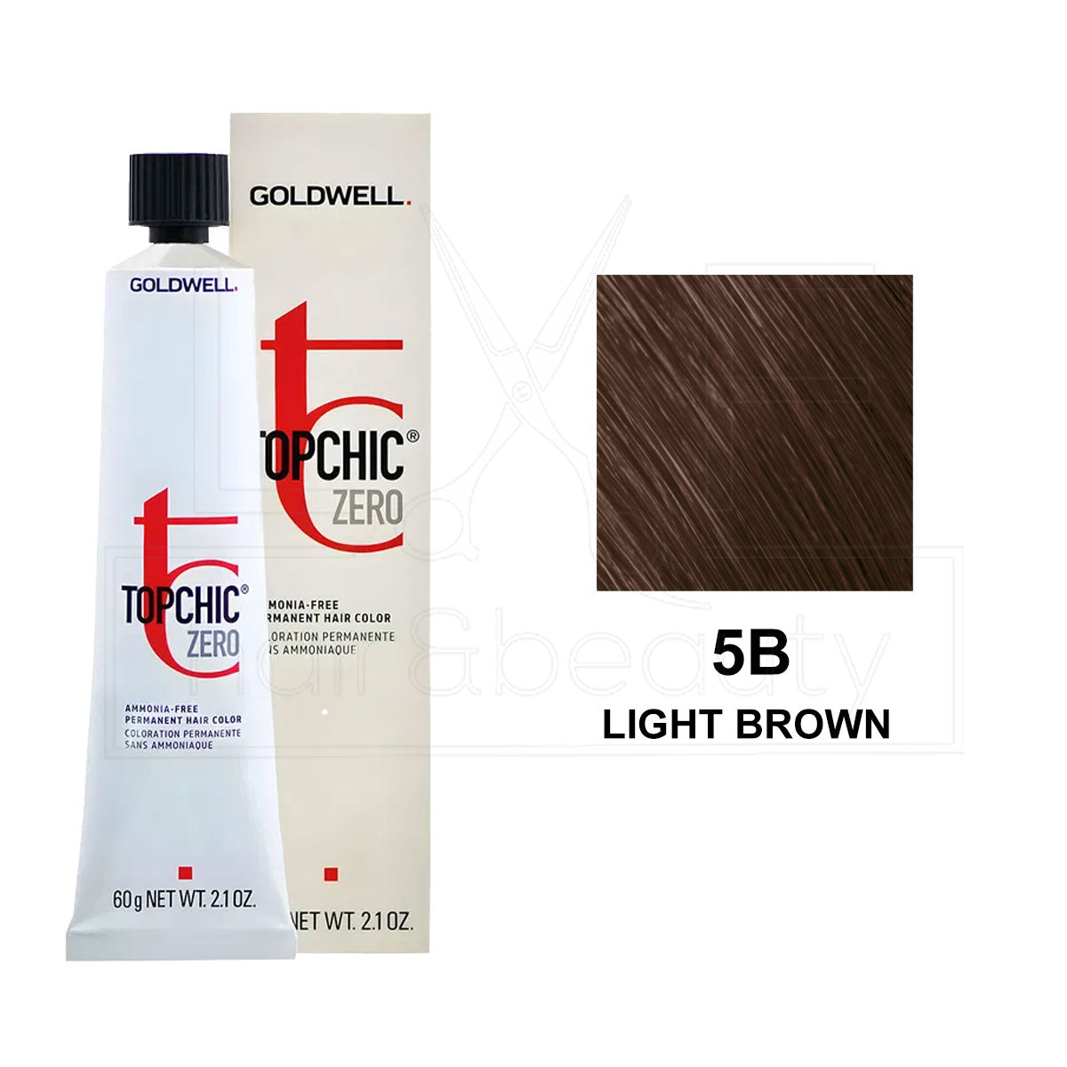 Topchic Zero Ammonia-Free Permanent Hair Color 5B Light Brown 60ML