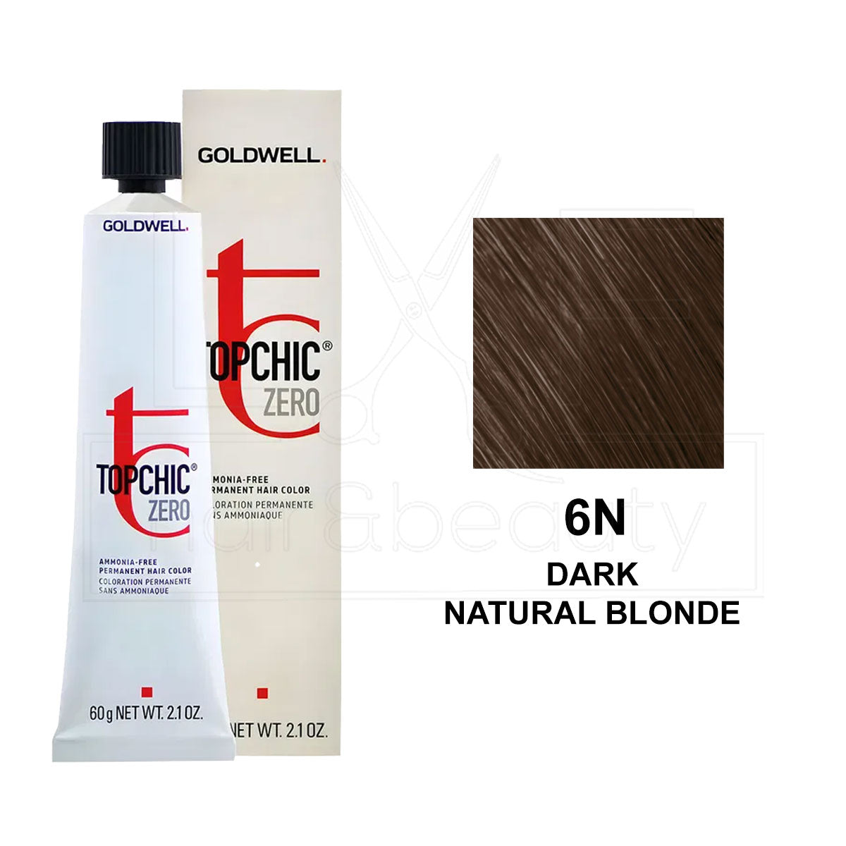Topchic Zero Ammonia-Free Permanent Hair Color 6N Dark Natural Blonde 60ML