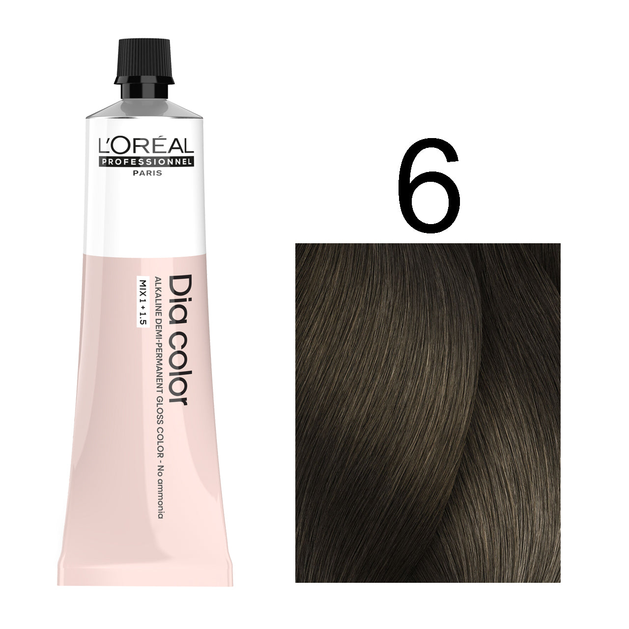 L'Oréal Professionnel Dia Color professional hair dye in shade 6 Dark Blonde, 60ML tube, ammonia-free permanent color for natural dark blonde results