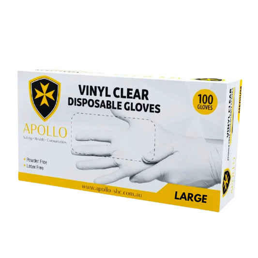 *Apollo Vinyl Clear Large 100 Gloves