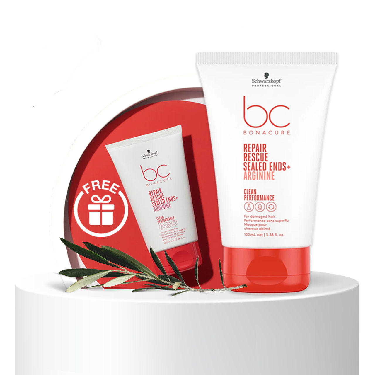 Schwarzkopf Bc Repair Rescue Sealed Ends+ 100ML ** Free Repair Rescue Sealed Ends 30ML **