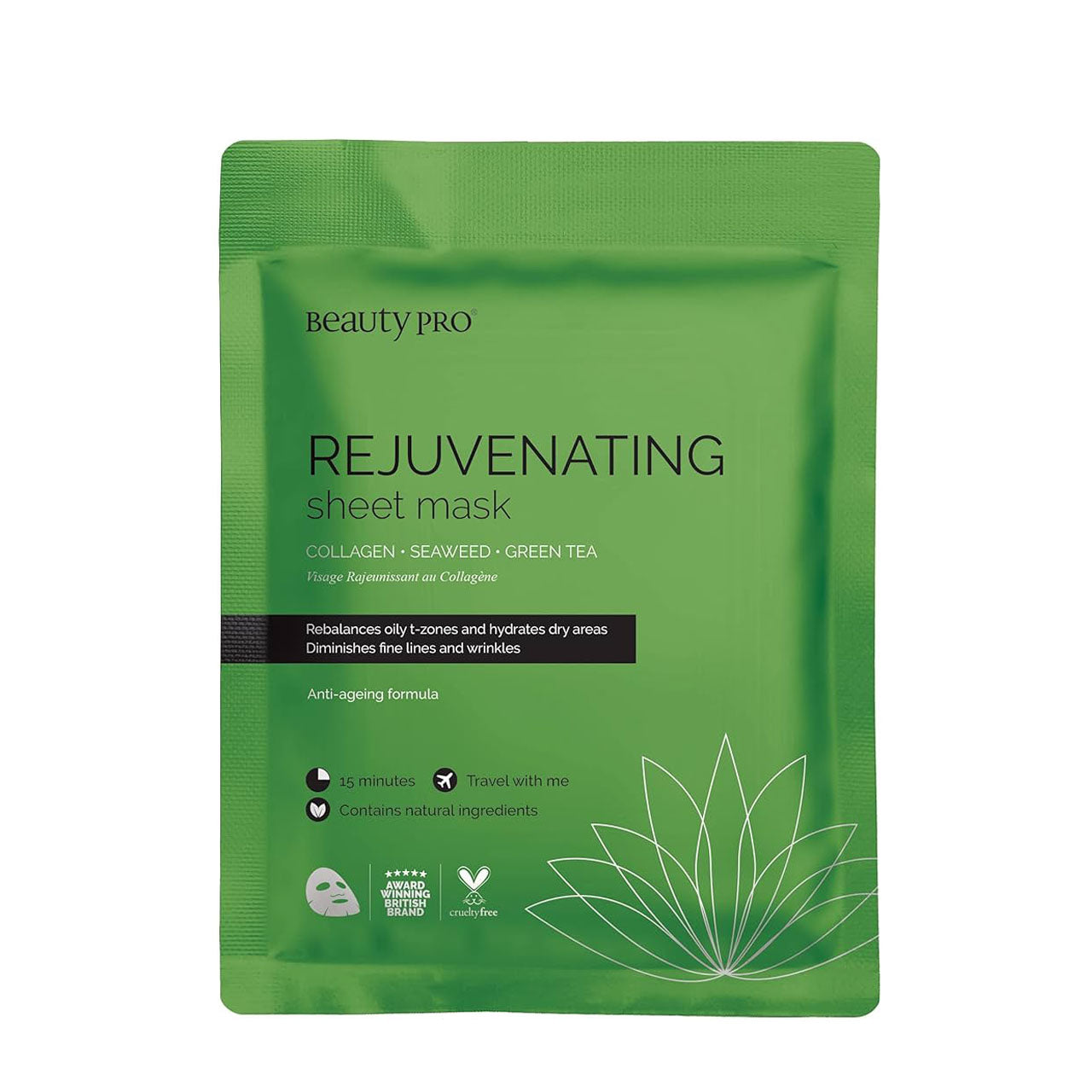 Beauty Pro Rejuvenating Collagen Sheet Mask With Green Tea Extract