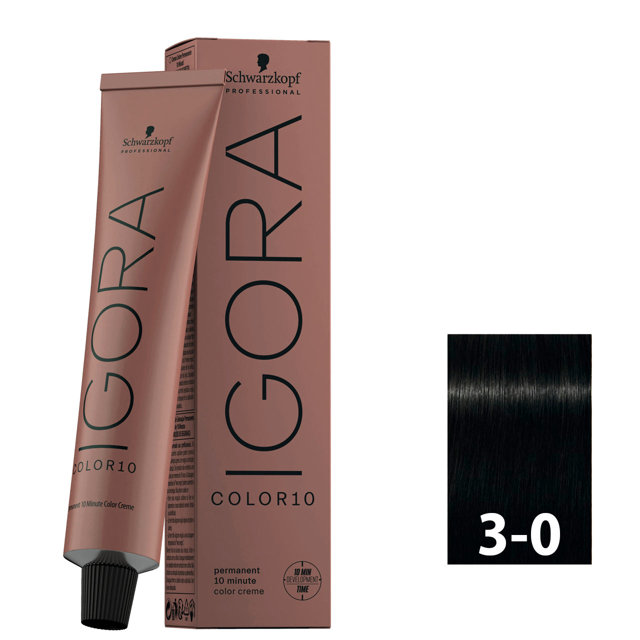 Dark brown hair after using SCHWARZKOPF IGORA COLOR10 3-0