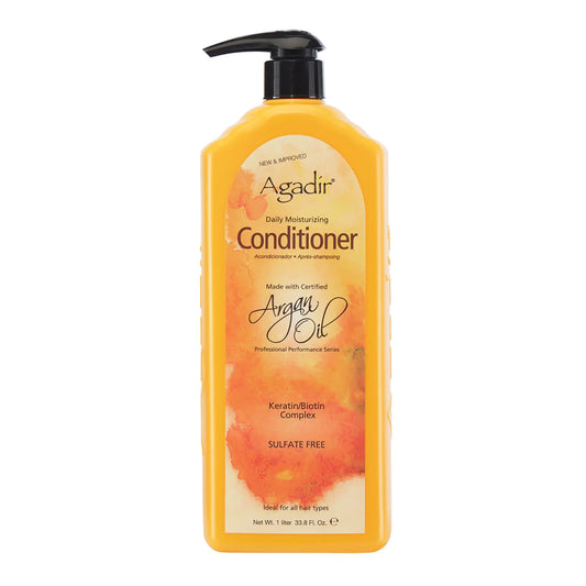 Front view of the Agadir Argan Oil Daily Moisturising Conditioner 1L bottle with label facing forward.