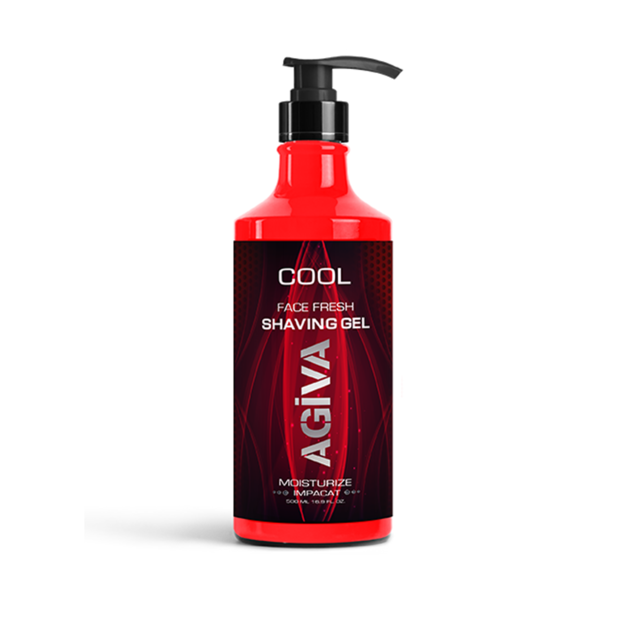 Front view of the Agiva Shaving Gel Cool 500ml bottle with label facing forward.