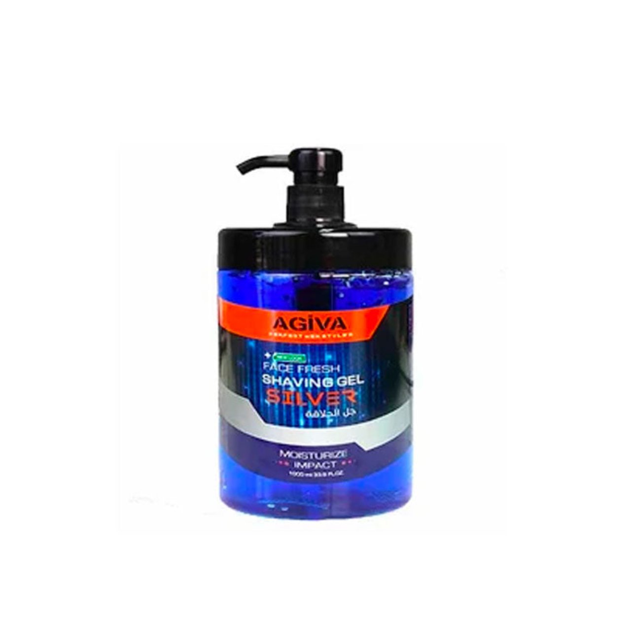 Front view of the Agiva Shaving Gel Silver 1000ml bottle with label facing forward.