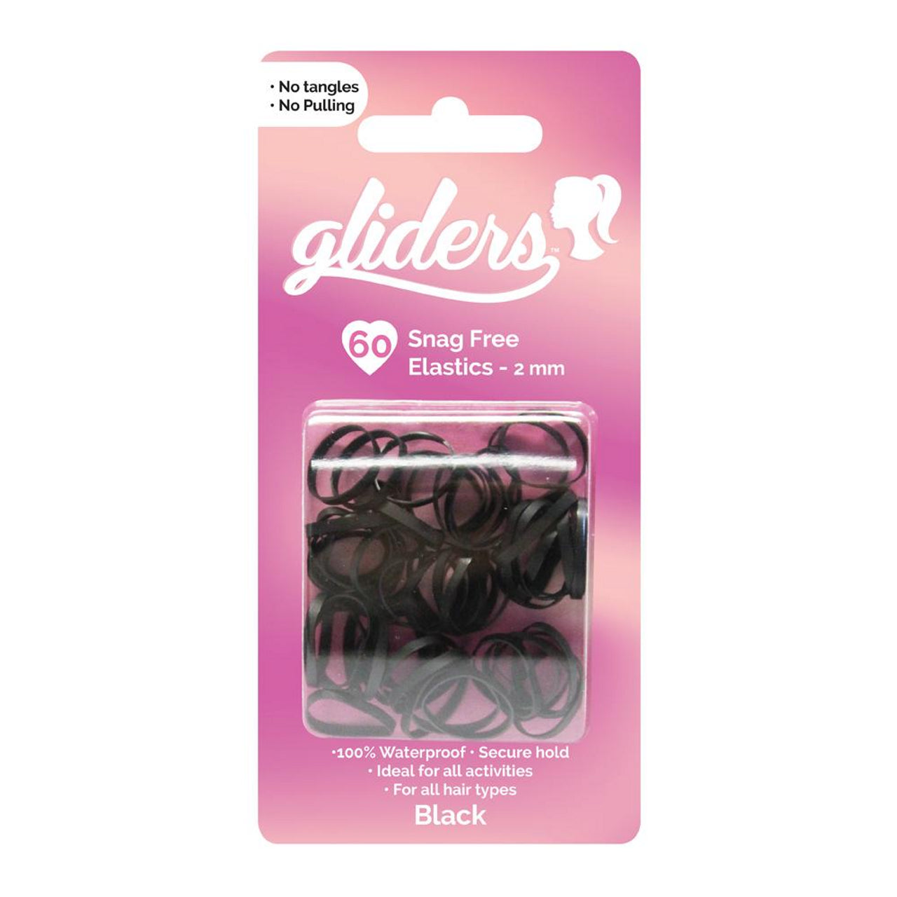 Gliders Snag Free Hair Elastics 60Pc - Black