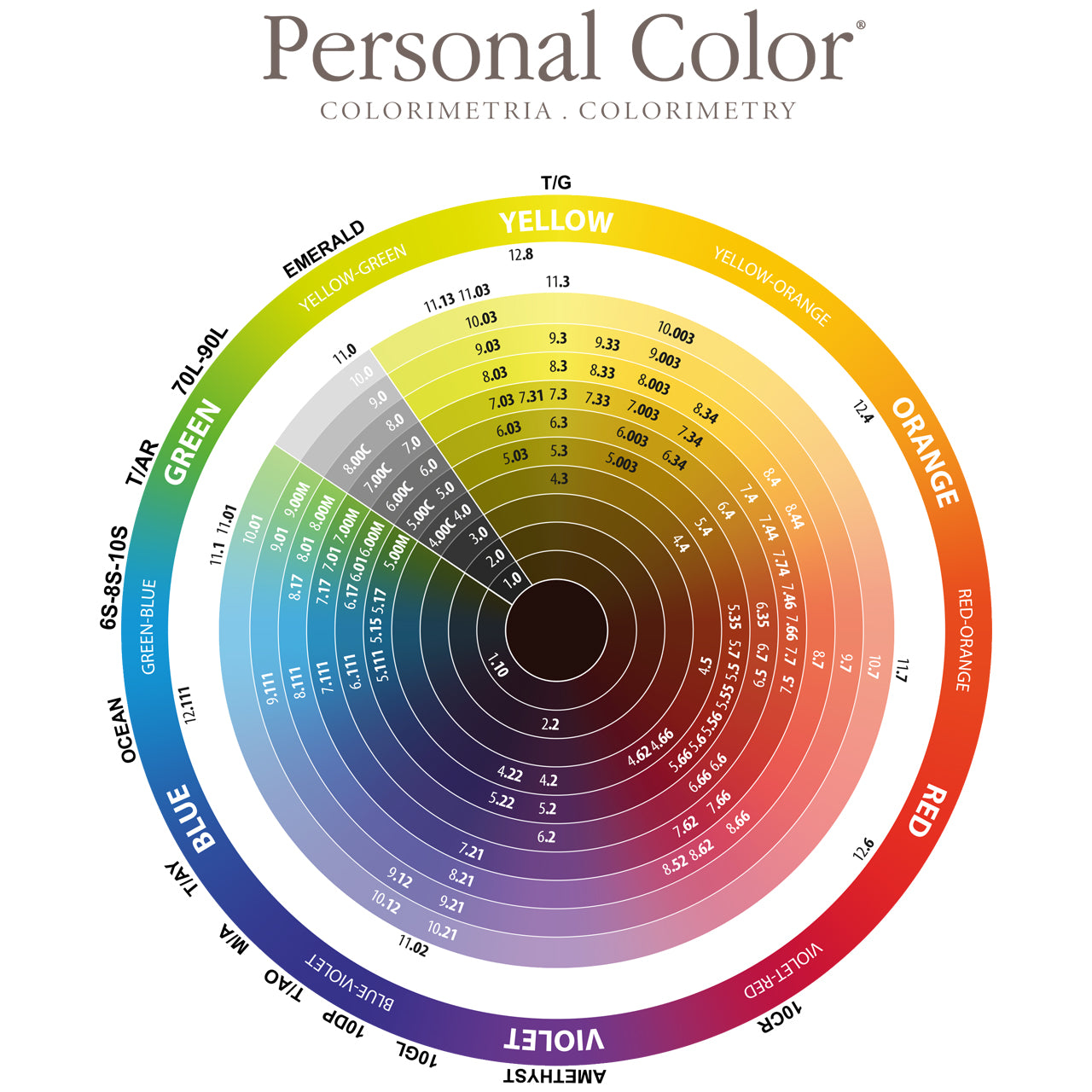 PERSONAL COLOR INTENSIFIER ROSSO INTENSO - INTENSE RED 100ML bottle with packaging color wheel