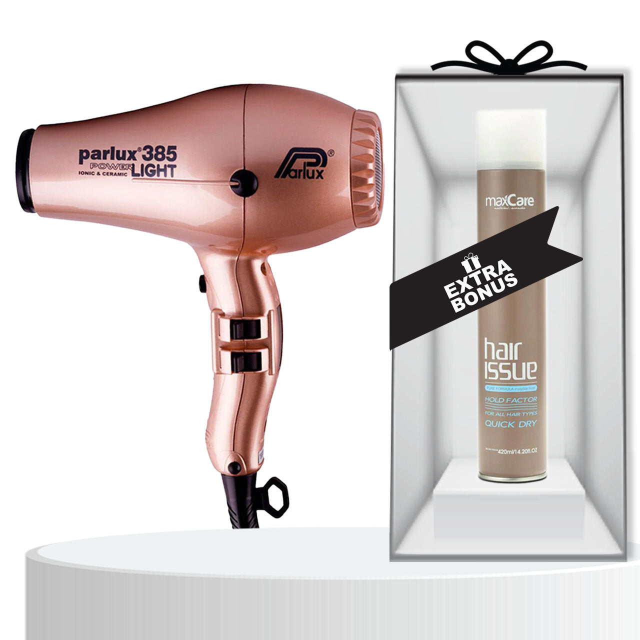 Parlux 385 Hair Dryer - Champagne ** Free Gift Maxcare Hair Spray 420ML **