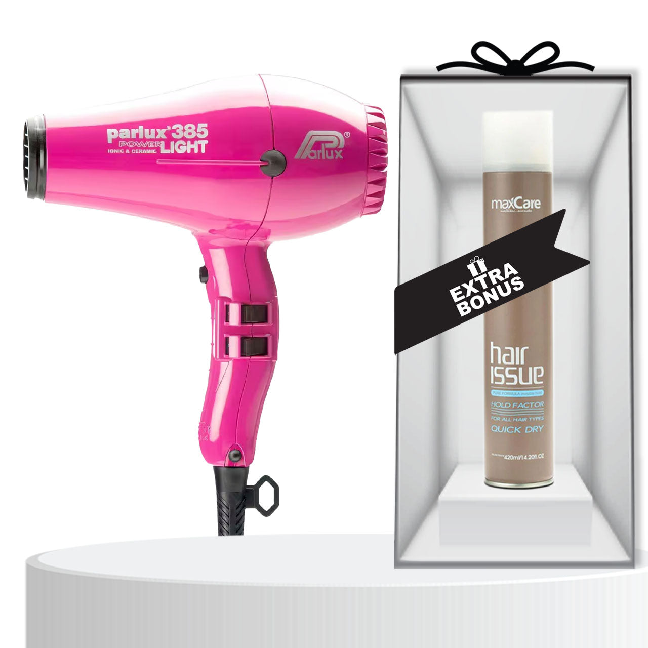 Parlux 385 Hair Dryer - Fuchsia ** Free Gift Maxcare Hair Spray 420ML **