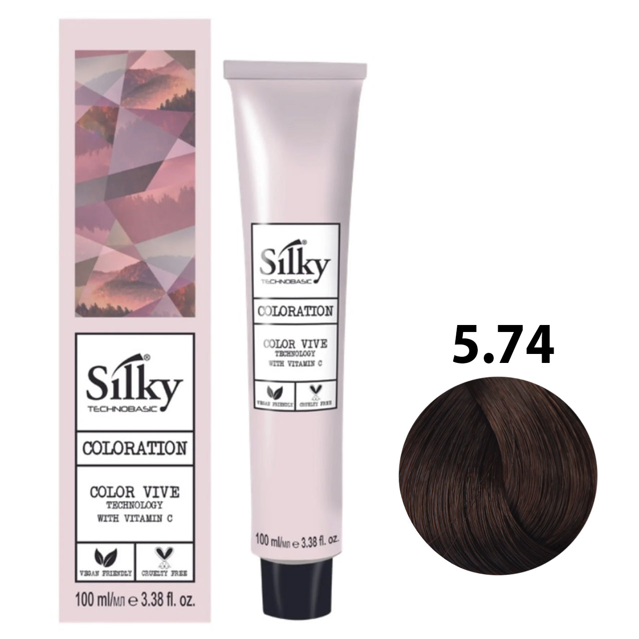 SILKY COLOUR 5.74 - LIGHT CHESTNUT COPPER BROWN 100ML bottle front view