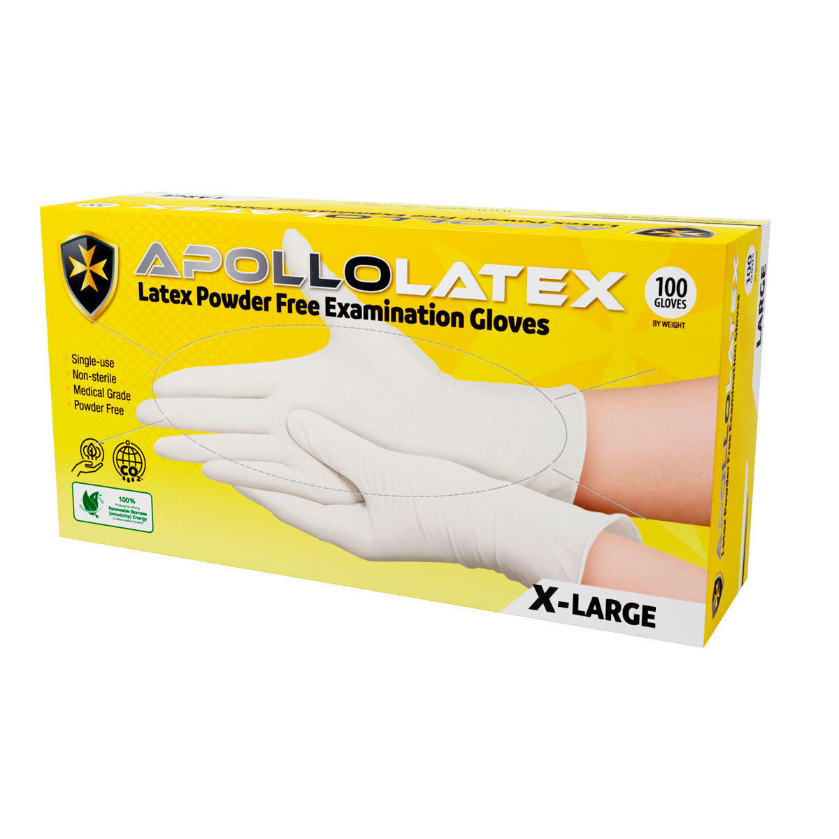 Apollo Latex Powder Free Gloves X Large 100 Gloves