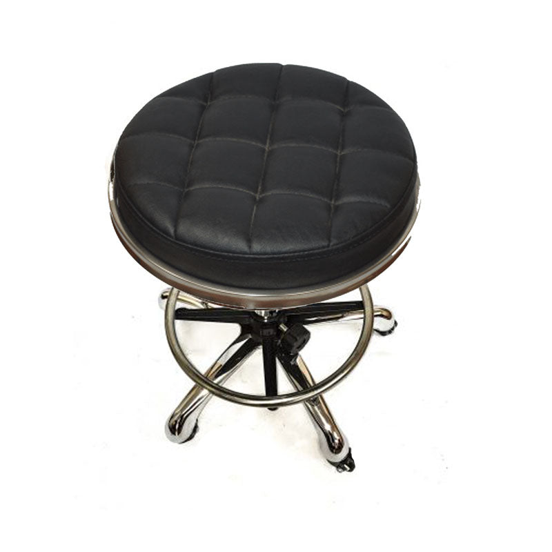 B3 Black Leather Stool With Chrome Base