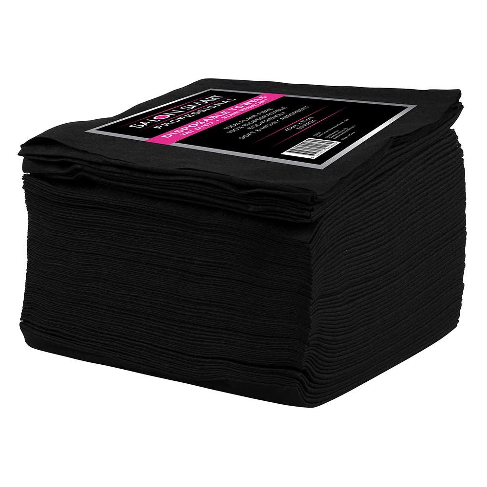 Salon Smart Disposable Towel Black 40cmx70cm 50 Pack