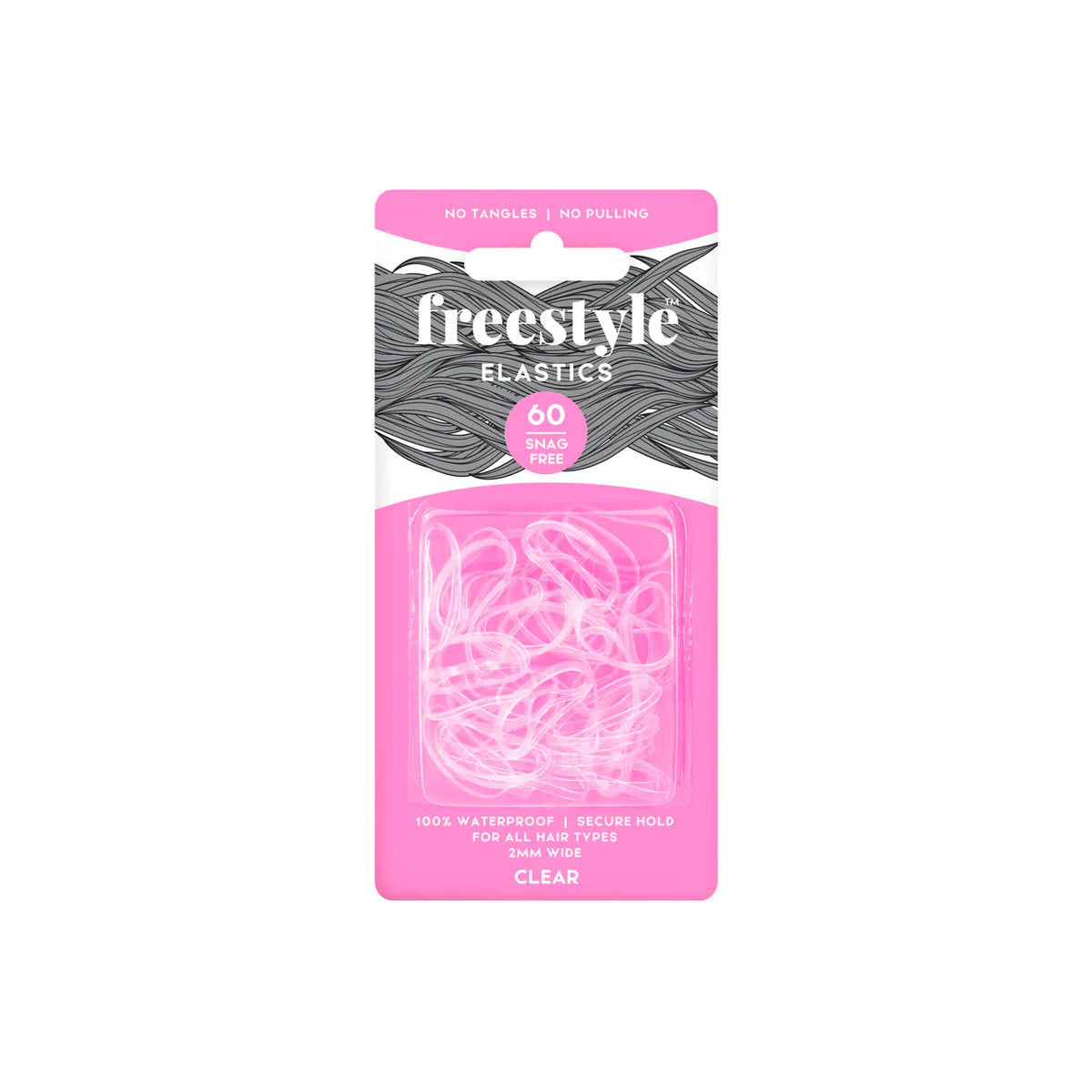 Free Style Snag Free Elastics 60Pc 2mm Clear