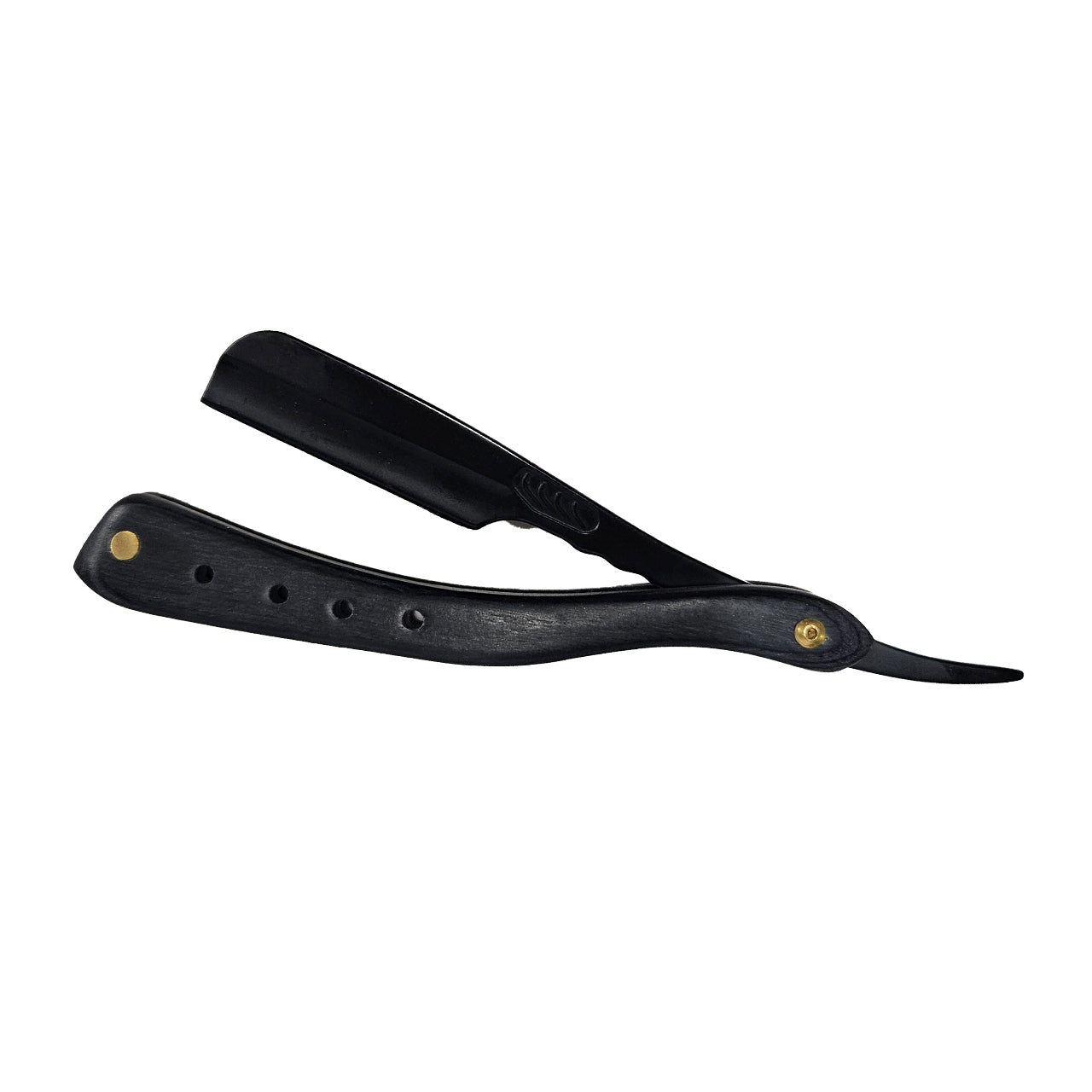 Cutthroat Razor Black Wood Handle Black Blade