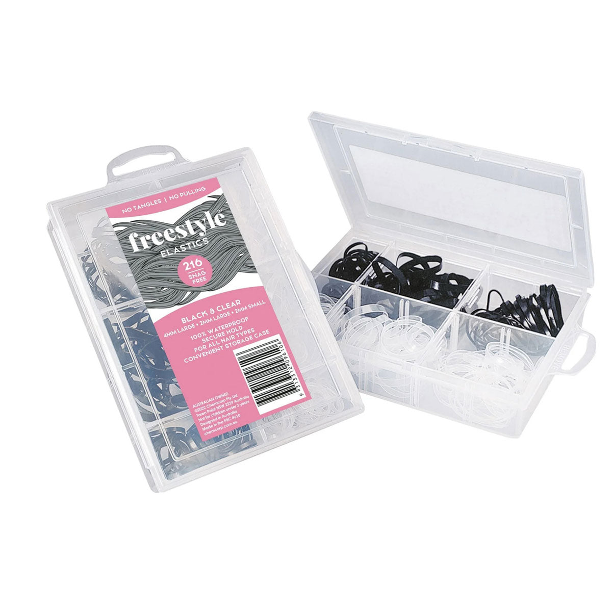 Snag Free Hair Elastic 216pc Value Pack Black & Clear