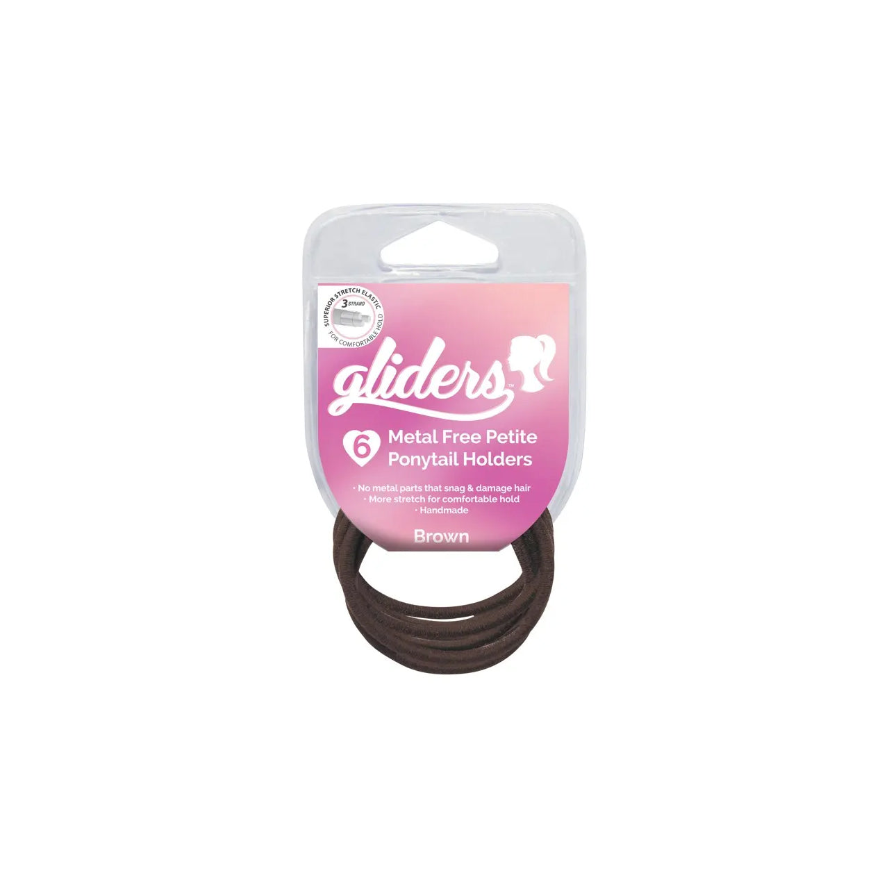 Gliders Ponytail Holders Brown 6Pcs