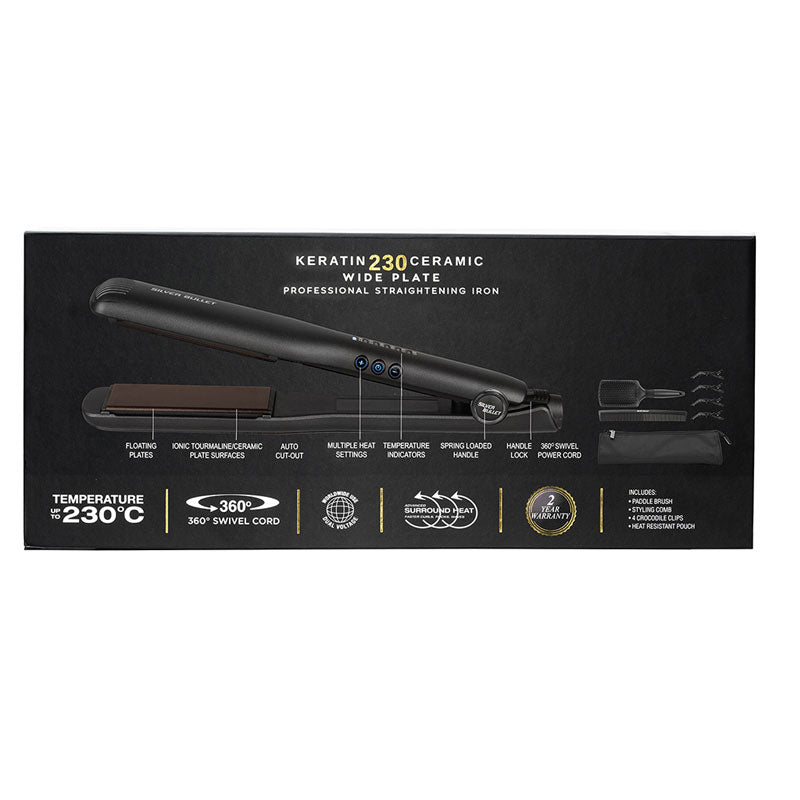 Silver Bullet Keratin 230 Ceramic Wide Plate Professional Straightening Iron
