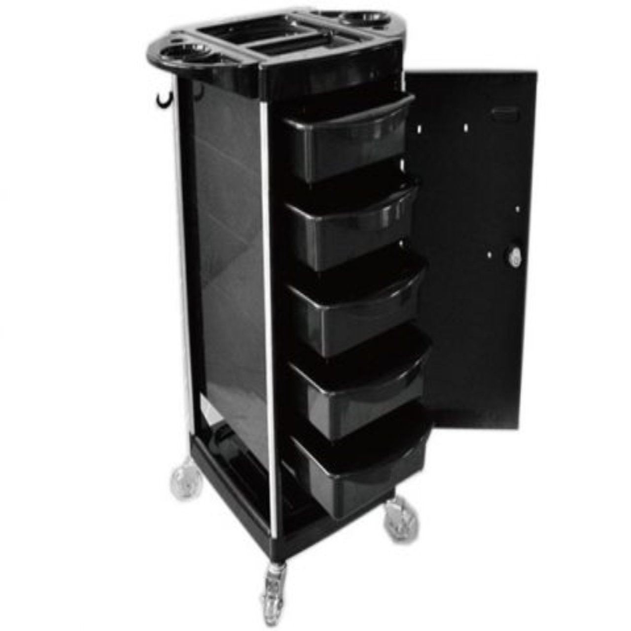 5 Drawer Lockable Trolley Black