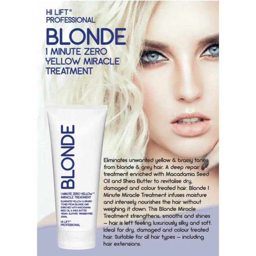 Hi Lift Blonde Tube 1 Minute Zero Yellow Miracle Treatment 200ML