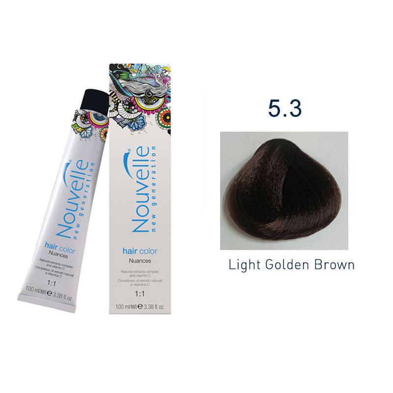 Nouvelle - Permanent Hair Color 5.3 Light Golden Brown 100ml
