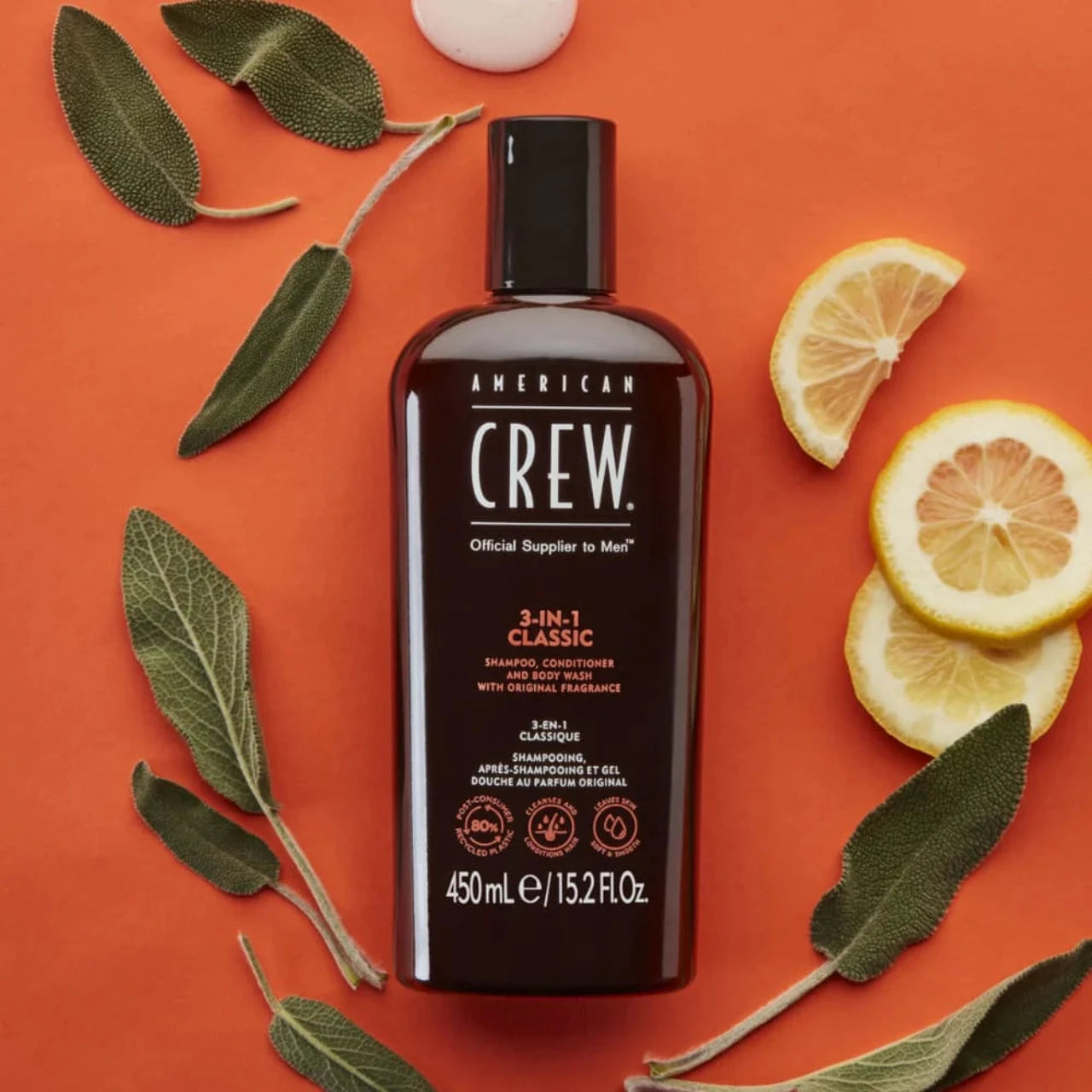 Premium men's hair grooming 3 In 1 by American Crew in 450ml container