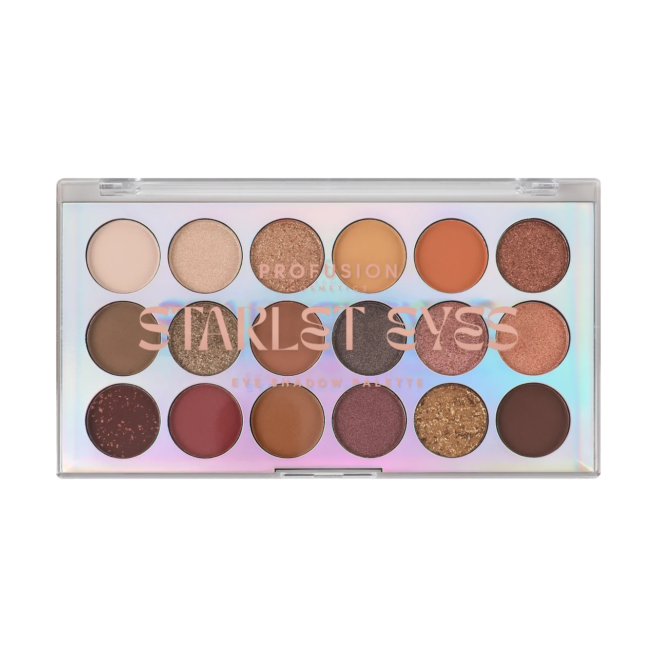 Opened Profusion Starlet Eyes Palette showcasing 12 vibrant eyeshadow shades.