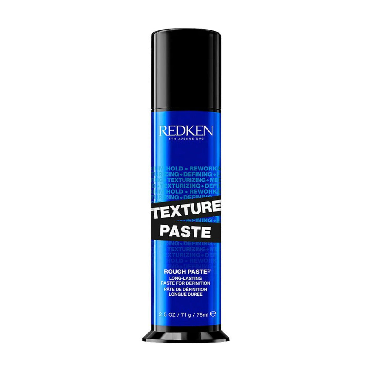 Redken Texture Paste 75ML professional styling paste in metallic gray container with black lid, showing product packaging front view