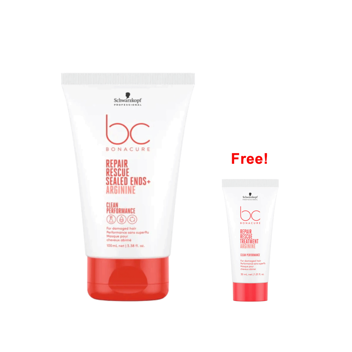 Schwarzkopf Bc Repair Rescue Sealed Ends+ 100ML ** Free Repair Rescue Sealed Ends 30ML **