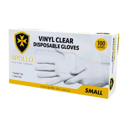 *Apollo Vinyl Clear Small 100 Gloves