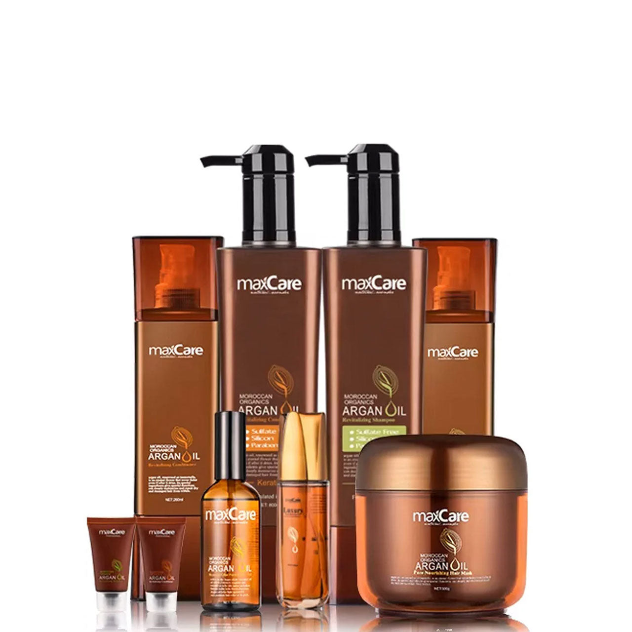 MaxCare professional hair care collection featuring salon-quality treatments and styling products