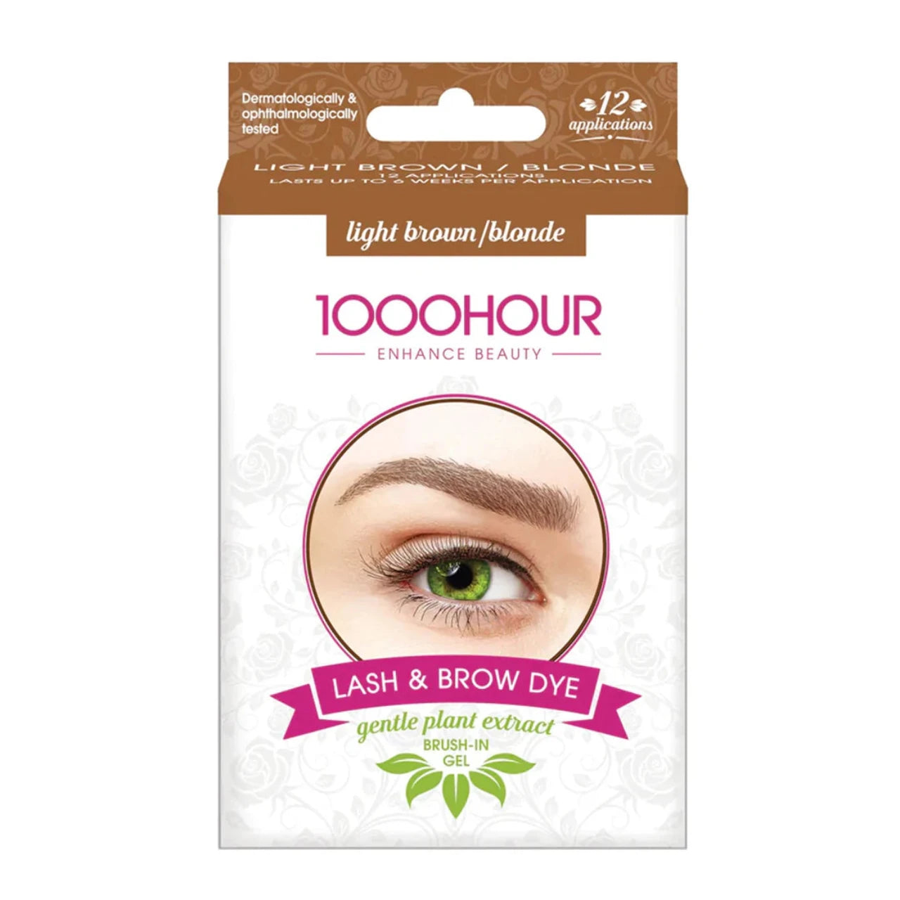 1000 Hour Lash & Brow Dye Kit Light Brown Blonde Non-Peroxide packaging.