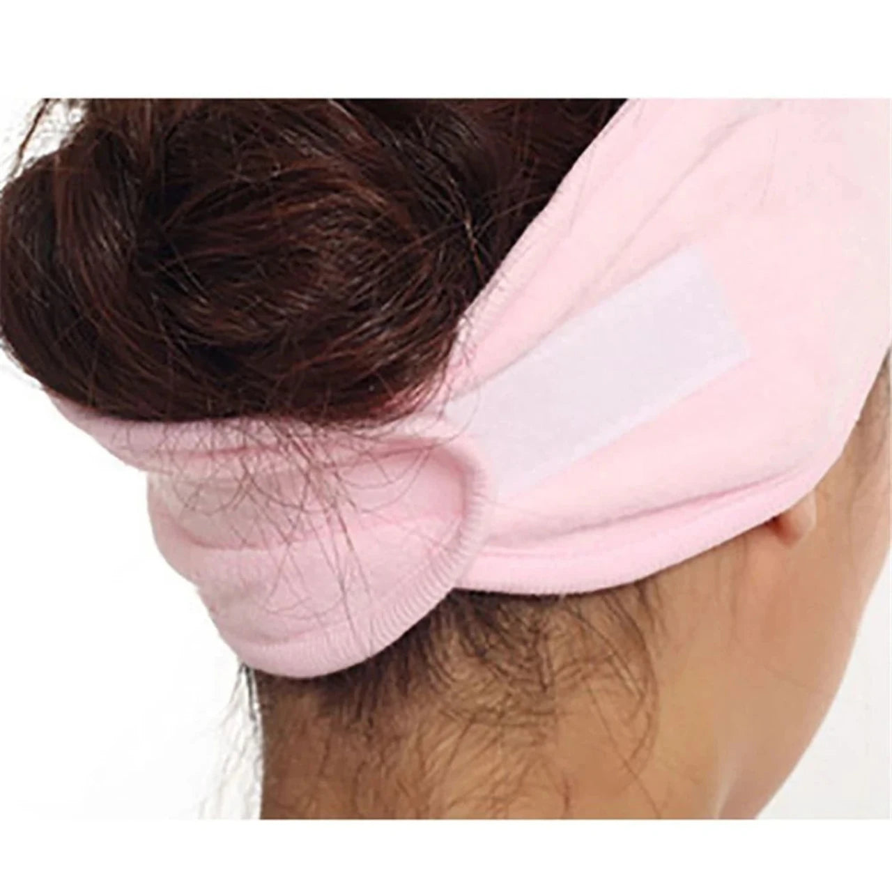 Close-up of the 1000 Hour Spa Beauty Pink Headband with Velcro.