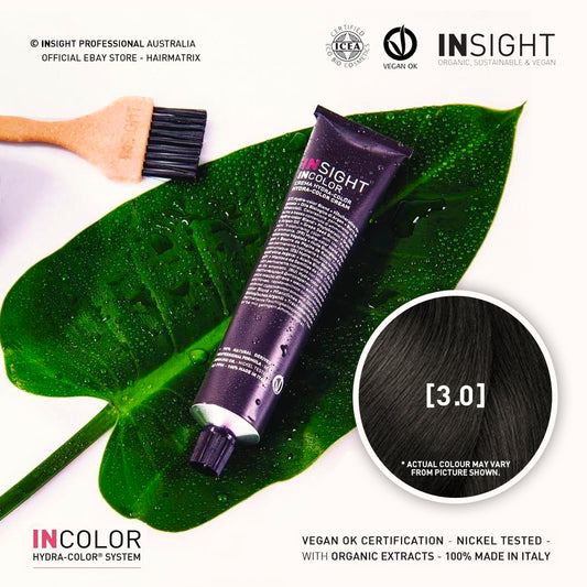 **Buy 12 get 1 Free** Insight INCOLOR Hydra-Color Cream [3.0] Natural Dark Brown 100ml