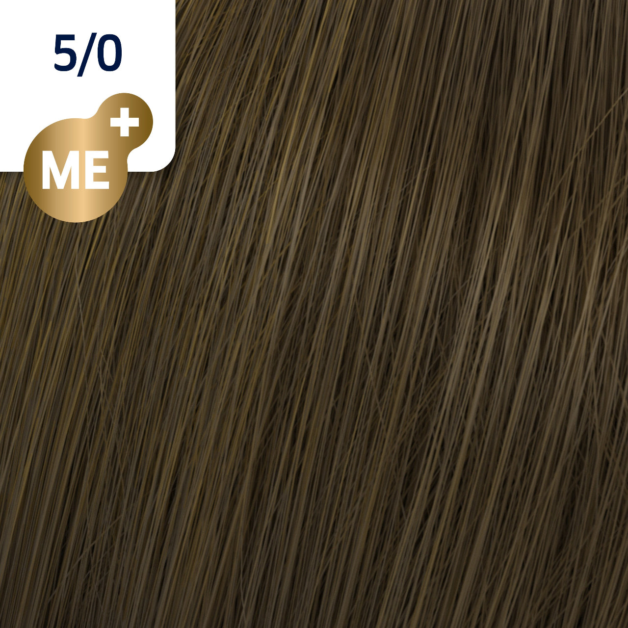 Wella Koleston Perfect ME+ 5/0 light brown hair color swatch showing natural light brown shade with ME+ technology indicator