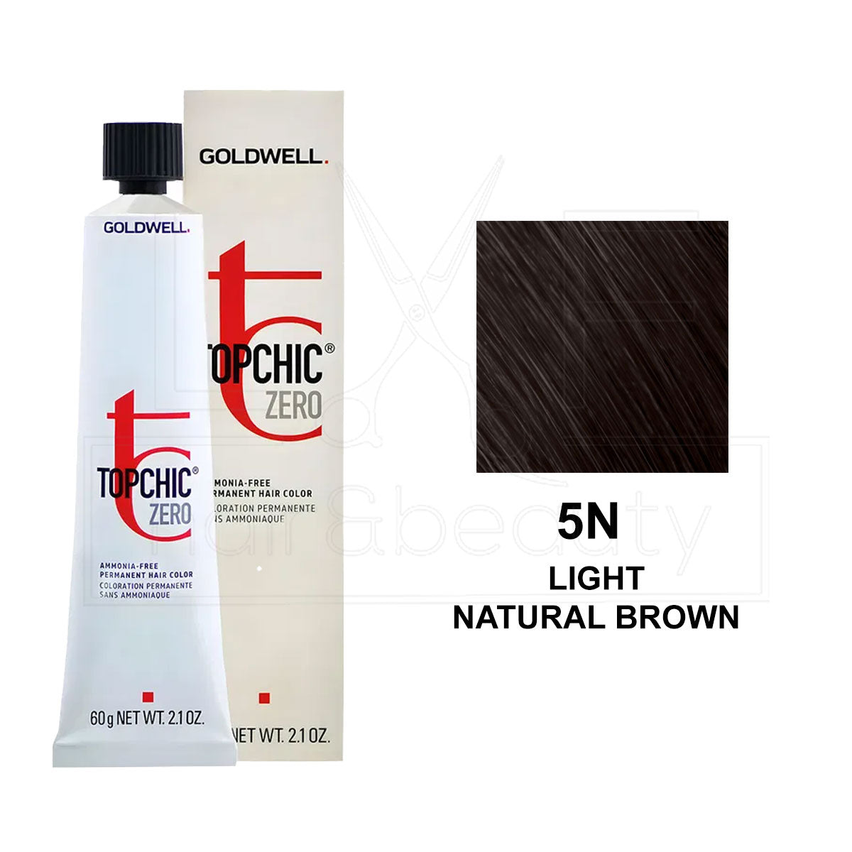 Topchic Zero Ammonia-Free Permanent Hair Color 5N Light Natural Brown 60ML
