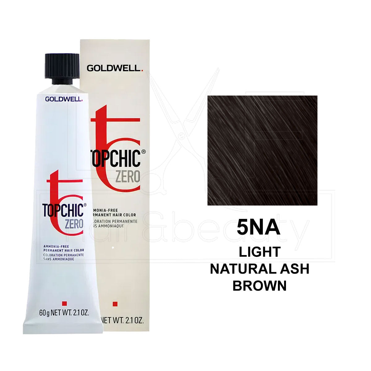 Topchic Zero Ammonia-Free Permanent Hair Color 5NA Light Natural Ash Brown 60ML