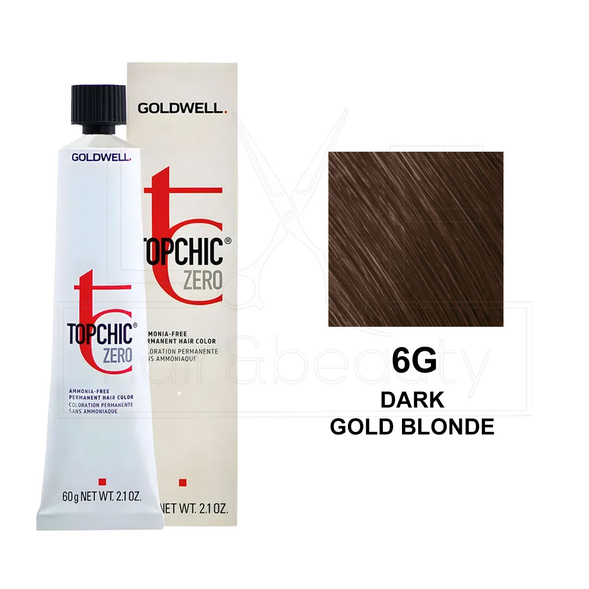 Topchic Zero Ammonia-Free Permanent Hair Color 6G Dark Gold Blonde 60ML