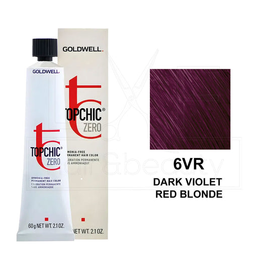 Topchic Zero Ammonia-Free Permanent Hair Color 6VR Dark Violet Red Blonde 60ML