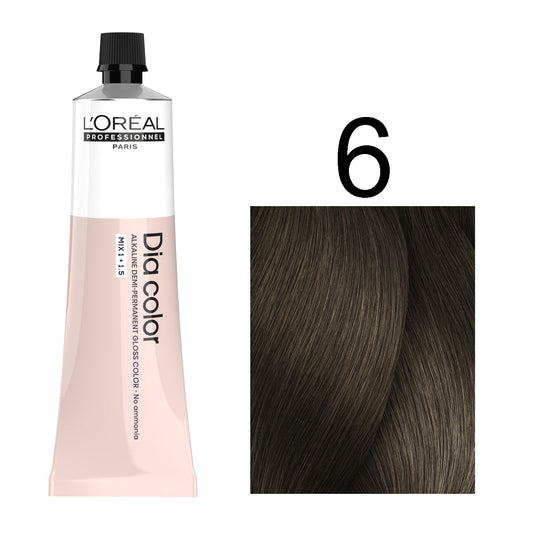 L'Oréal Professionnel Dia Color professional hair dye in shade 6 Dark Blonde, 60ML tube, ammonia-free permanent color for natural dark blonde results