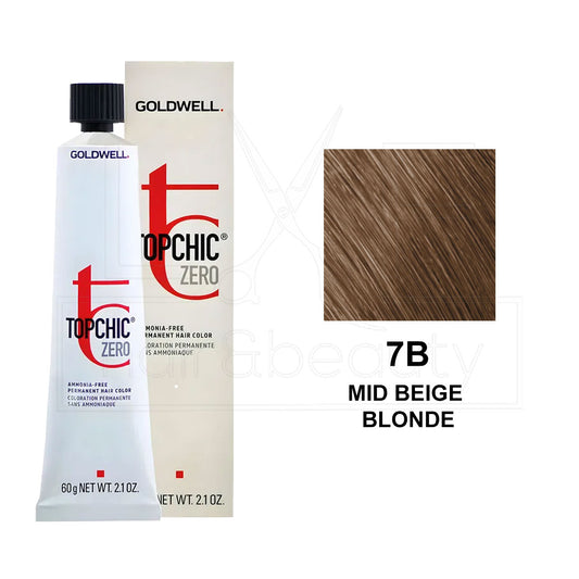 Topchic Zero Ammonia-Free Permanent Hair Color 7B Mid Beige Blonde 60ML