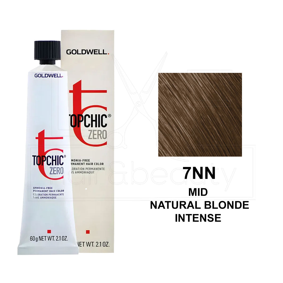 Topchic Zero Ammonia-Free Permanent Hair Color 7NN Mid Natural Blonde Intense 60ML