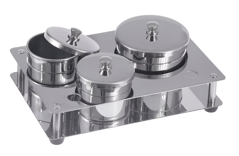 Ikonna Stainless Steel 3Pcs Dappen Dish Set for Powder and Liquid
